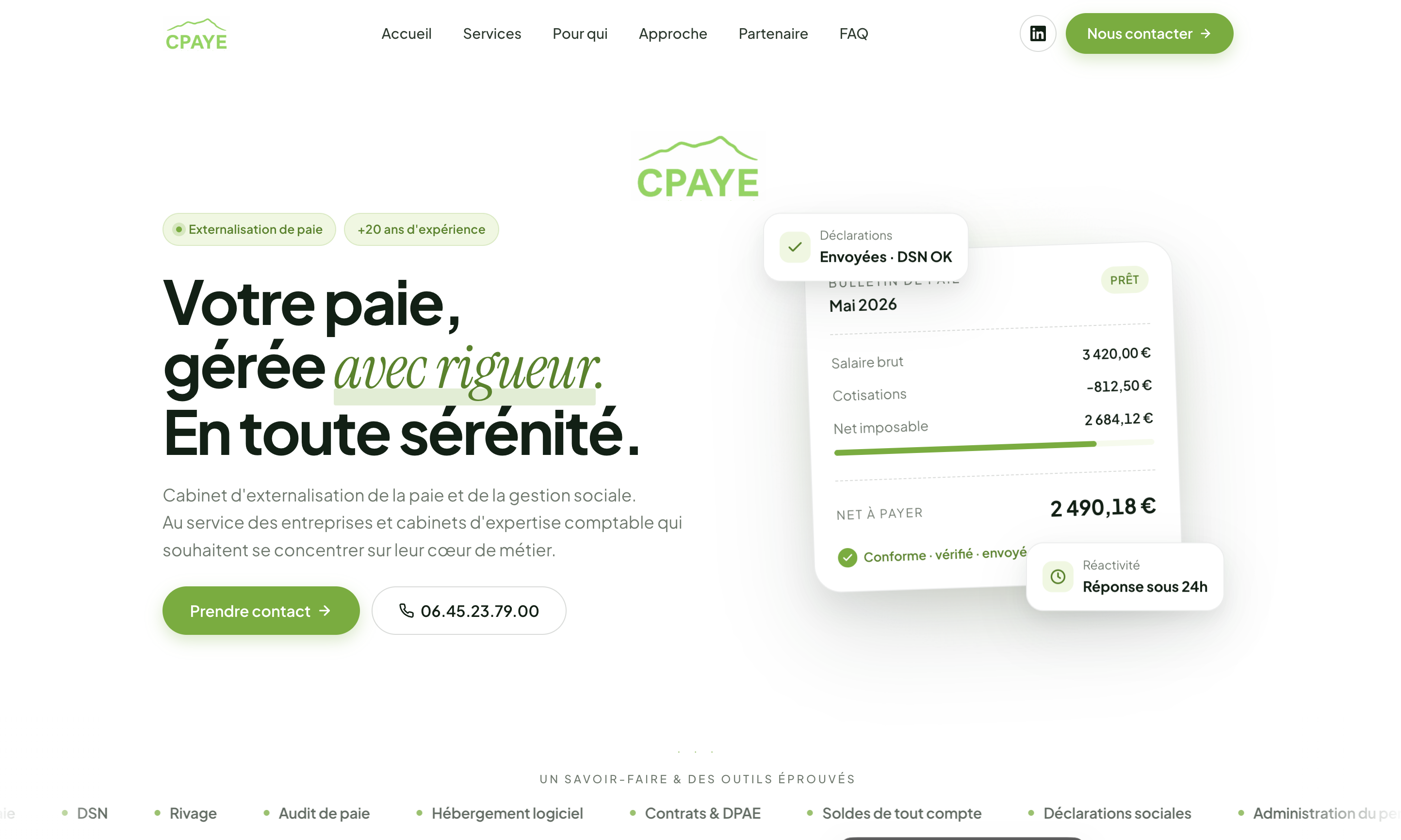 Aperçu du site web Cpaye réalisé par Cinquante